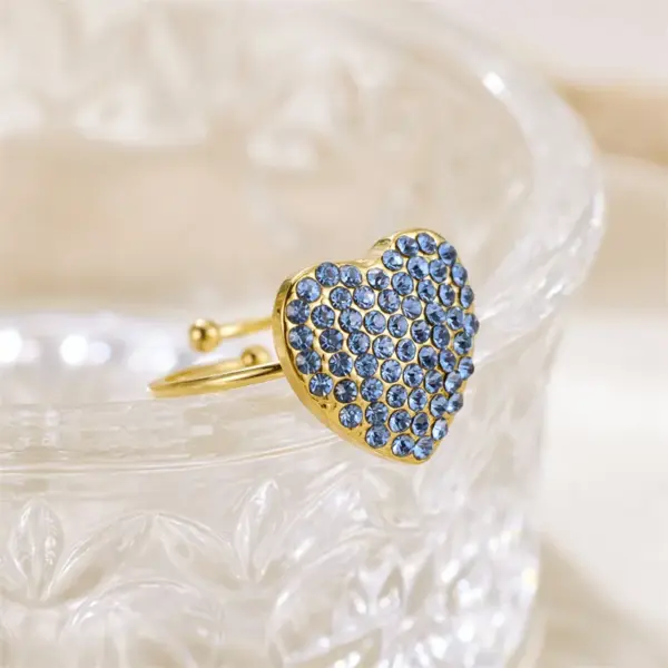 Wholesale PVD Coated 18K Gold Plated Real Gold Plated Heart Shape 304 Stainless Steel Vintage Style Waterproof Non Tarnish Open Rings