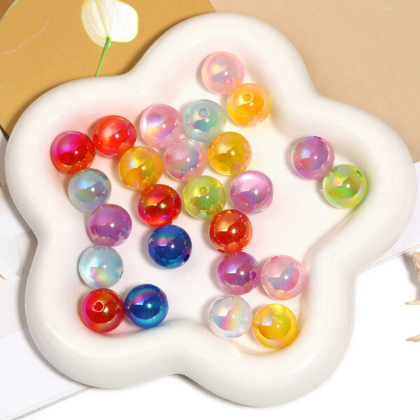 Wholesale 16mmUV color-plated resin cat eyes highlight straight hole round beads diy mobile phone chain beaded pen beads loose beads
