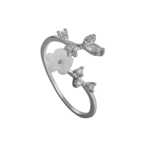 Geometric Flower Copper INS Style Sweet Open Ring Rings