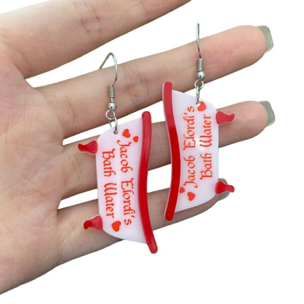 oly-f14ba555972b6e8bc542e570639884f3 Wholesale Valentine's Day series cute pink bathtub acrylic patchwork earrings with English letters