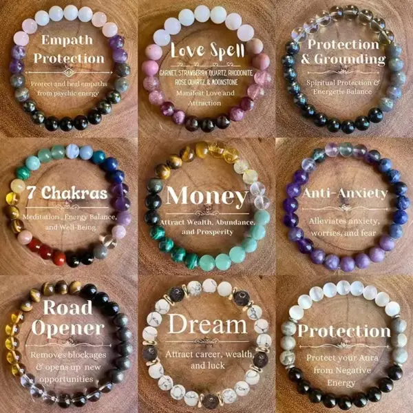 Retro Bohemian Round Semi-precious Stone Elastic String Bracelets In Bulk Natural Stone Bracelet