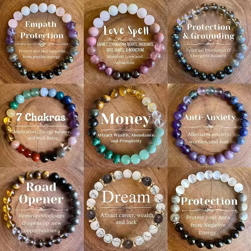 Wholesale Retro Bohemian Round Semi-precious Stone Elastic String Bracelets In Bulk Natural Stone Bracelet