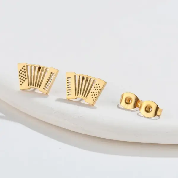 PVD Coated 18K Gold Real Gold Plated Musical Instrument 304 Stainless Steel Fashion Waterproof Non Tarnish Ear Studs