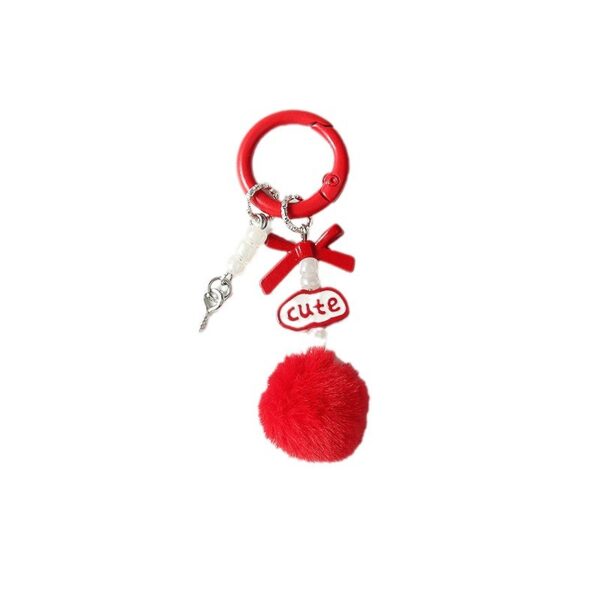 Wholesale Style Simple Handmade DIY Hair Ball Letter Blind Box Cute Grain Pendant Beaded Keychain Mobile Phone Chain Bag Hanging Decoration