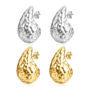 Wholesale 1 Pair Simple Style Water Droplets Plating Stainless Steel Ear Studs