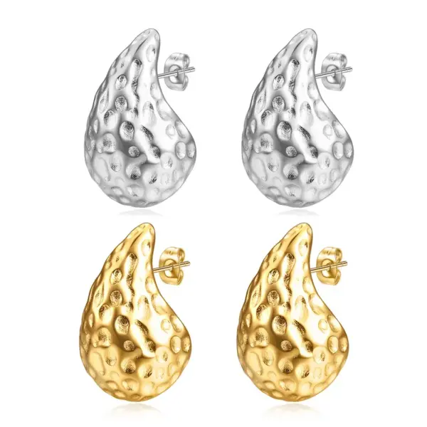 Wholesale 1 Pair Simple Style Water Droplets Plating Stainless Steel Ear Studs