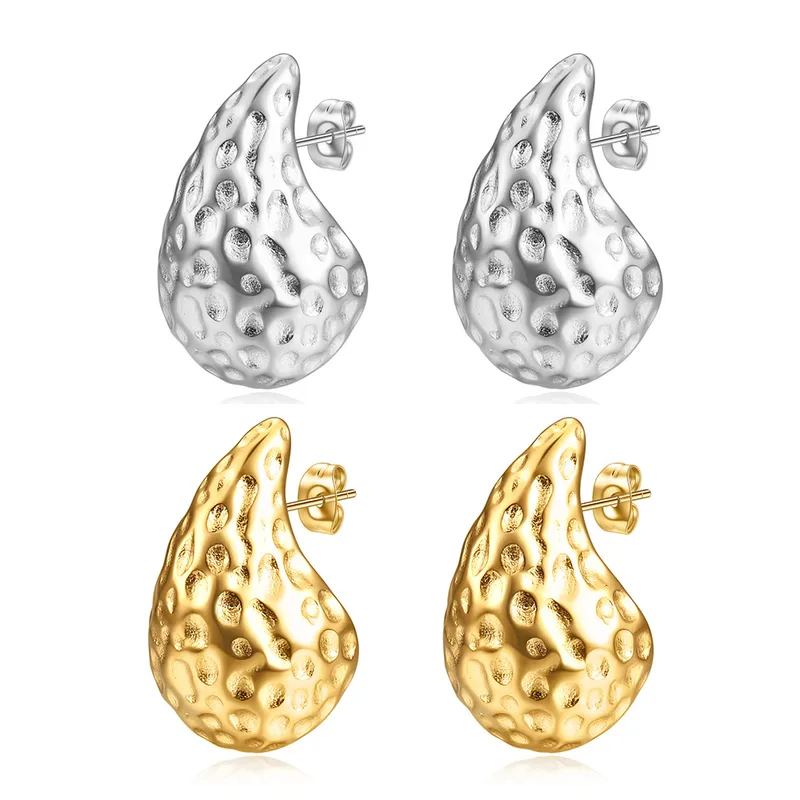 Wholesale 1 Pair Simple Style Water Droplets Plating Stainless Steel Ear Studs