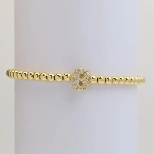 Wholesale New DIY Design Niche Temperament Inlaid Zirconium 26 English Letter Accessories Copper Bead Beaded Bracelet Ornament