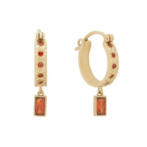 304 Stainless Steel Rectangle May Birthstone Emerald 18K Gold Plated Casual Elegant Simple Style Earrings