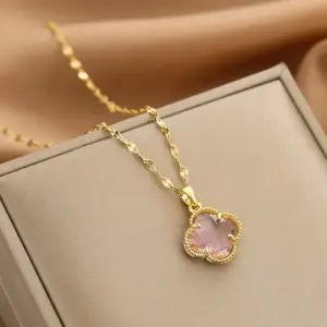 Pink Transparent Four-Leaf Clover