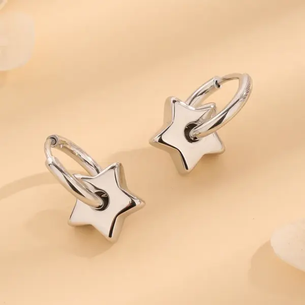 PVD Coated Real Gold Plated 18K Gold Star 304 Stainless Steel Casual Elegant Simple Style Waterproof Non Tarnish 304 Stainless Steel Earrings