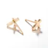 PVD Coated 18K Gold Real Gold Plated Cross 304 Stainless Steel Simple Style Waterproof Non Tarnish Ear Studs