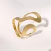 Wholesale PVD Coated Real Gold Plated 18K Gold Irregular Geometric Lines 304 Stainless Steel Modern Style IG Style Waterproof Non Tarnish Open Rings
