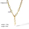 Wholesale PVD Coated Real Gold Plated 18K Gold Solid Color 201 Stainless Steel Freshwater Pearl Baroque Style Commute Waterproof Non Tarnish 201 Stainless Steel Sweater Chain Necklace