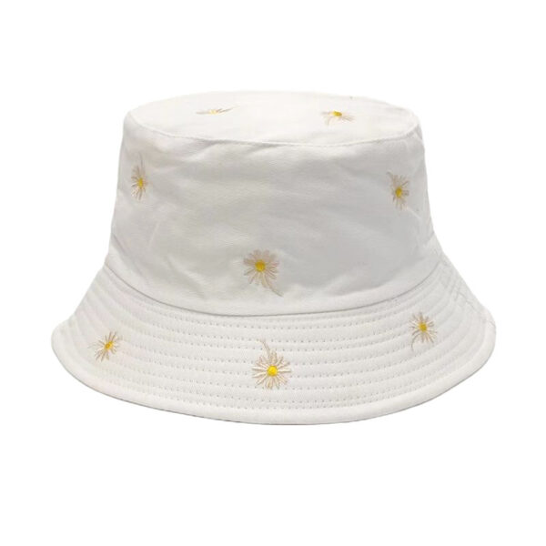 Wholesale Japanese and Korean New Daisy Embroidered Fisherman Hat Women's Autum Outdoor Sun Protection Hat Couple Sunshade Double-Sided Basin Hat