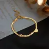 Wholesale PVD Coated 18K Gold Plated Heart 304 Stainless Steel Fashion Waterproof Non Tarnish 304 Stainless Steel Bracelets