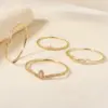 Copper Inlay Geometric Zircon Bangle