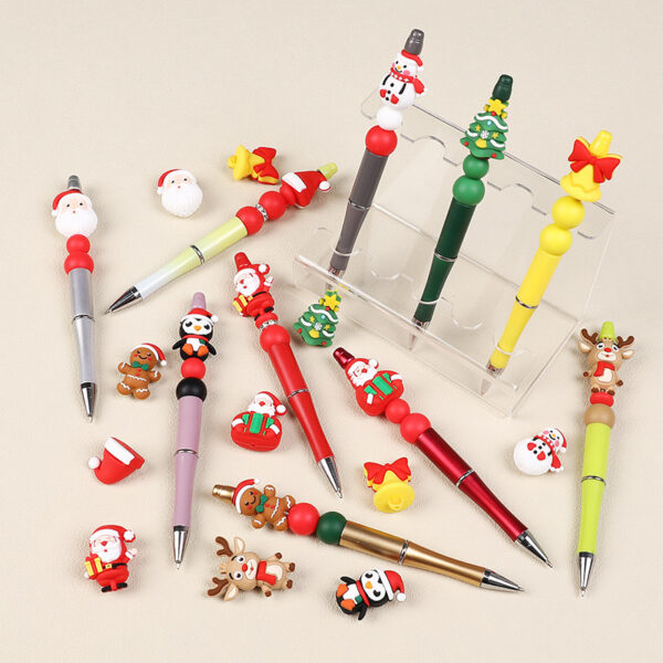 oly-f17181cad25ddeeac52c4272ae0b4880 Wholesale 2025 Cute 3D Silicone Beads Santa Claus Stereo Beads DIY Holiday Decorations Christmas Tree Silicone Beads