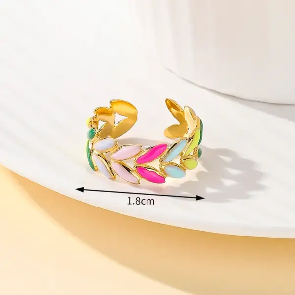 Wholesale PVD Coated 18K Gold Plated Leaves 304 Stainless Steel Elegant Tropical Streetwear Waterproof Non Tarnish Rings