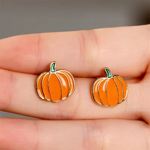 Wholesale Cross-border Hot New Orange Pumpkin Halloween Ear Needle Simple Niche Halloween Oil Drop Earrings Earrings Fun