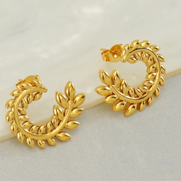 Wholesale 1 Pair Elegant Wreath Polishing Plating Stainless Steel Titanium Steel 18K Gold Plated Earrings
