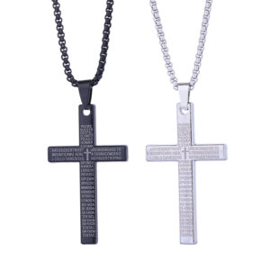 Wholesale European and American New Cross Necklace Men's Scripture Neutral Style Hip Hop Pendant Pendant Necklace Women's Jewelry