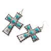 Wholesale Amazon Explosions Earrings Alloy Set Turquoise Cross Exaggerated Earrings Creative Bohemian Ear Jewelry