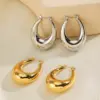 Wholesale PVD Coated 18K Gold Plated Oval 304 Stainless Steel Simple Style Waterproof Non Tarnish Earrings