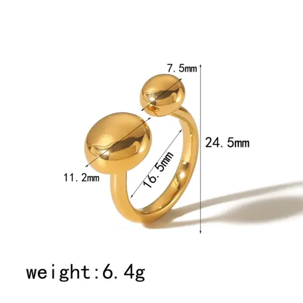 PVD Coated Real Gold Plated 18K Gold Circle 304 Stainless Steel Simple Style Waterproof Non Tarnish Open Rings