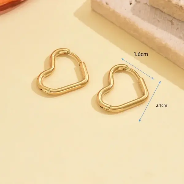 Wholesale Real Gold Plated Heart Shape 304 Stainless Steel Casual Simple Style Waterproof Non Tarnish Earrings