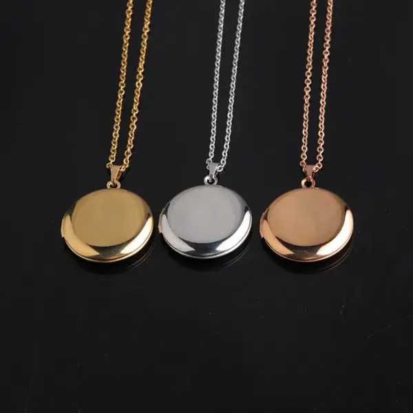 Wholesale Jewelry Modern Style Classic Style IG Style Round Customization Laser Engraving 304 Stainless Steel Plating Pendant Necklace