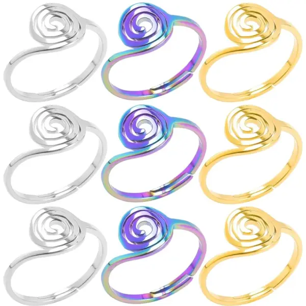 Wholesale PVD Coated Real Gold Plated 18K Gold Geometric 304 Stainless Steel INS Style Waterproof Non Tarnish Open Ring