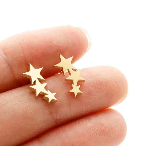 Ion Plating (IP) 18K Gold Real Gold Plated Star 304 Stainless Steel Cute Sweet Waterproof Non Tarnish Small Stud Earrings Ear Studs