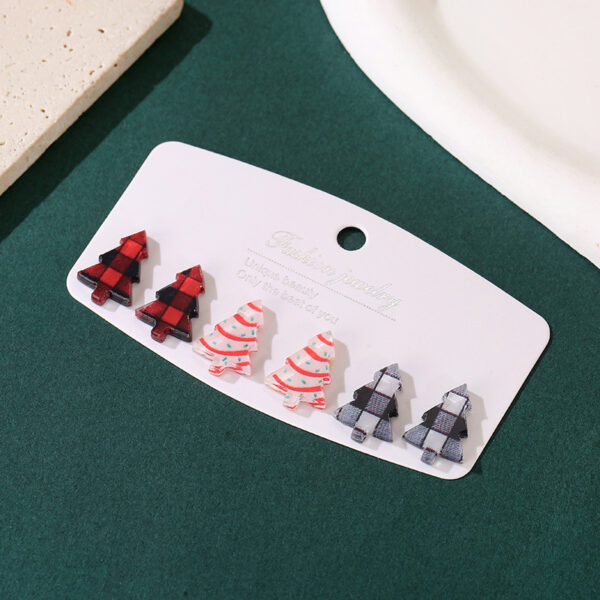 Wholesale Christmas Lattice Cake Christmas Tree Acrylic Earring Set