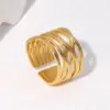 PVD Coated Real Gold Plated Geometric Stainless Steel Fashion Waterproof Non Tarnish Open Ring