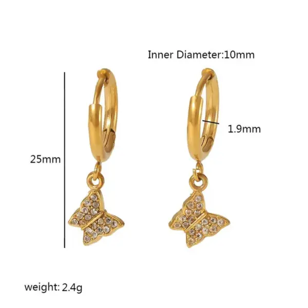PVD Coated Real Gold Plated Star Snake Butterfly 304 Stainless Steel Streetwear Waterproof Non Tarnish Drop Earrings