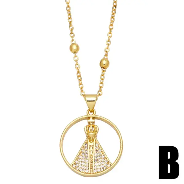 Wholesale Fashion Copper Inlaid Colored Zircon Cross Pendant Necklace Jewelry