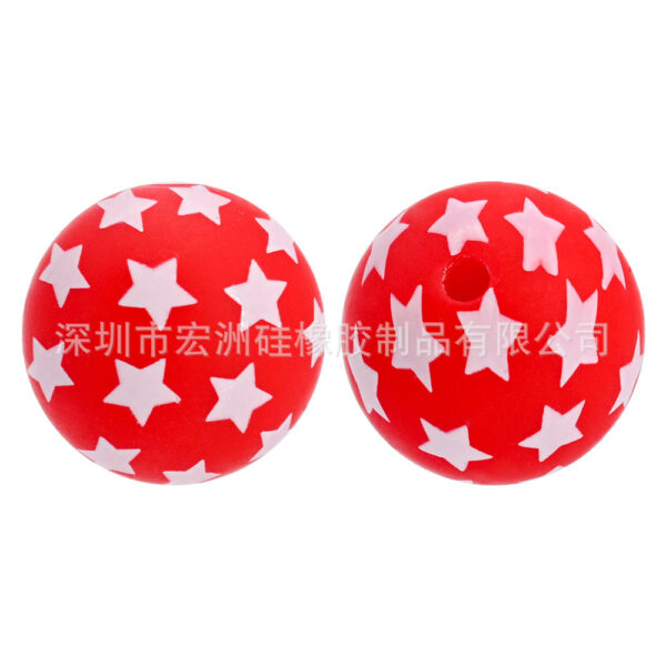 Wholesale [Hongzhou] Five-Pointed Star Watermark Food Grade Silicone Round Beads Baby Teether DIY Jewelry Loose Beads Ready for Sale