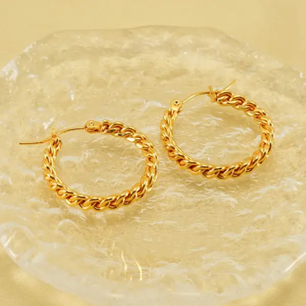 Wholesale 1 Pair Elegant U Shape Plating Stainless Steel Titanium Steel 18K Gold Plated Hoop Earrings
