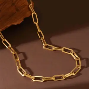 X062-Cross Thick Chain-Necklace- Gold
