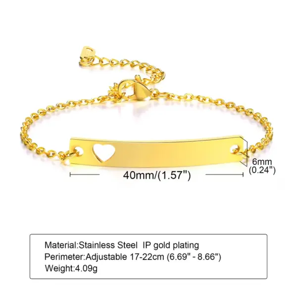 Wholesale PVD Coated Real Gold Plated 18K Gold Rectangle 304 Stainless Steel IG Style Simple Style Waterproof Non Tarnish 304 Stainless Steel Bracelets