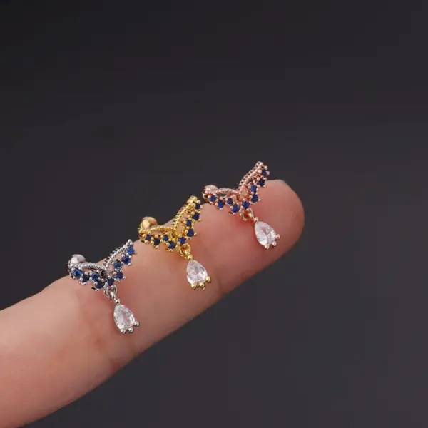 316L Stainless Steel Copper Ear Cartilage Rings & Studs Geometric Waterproof Non Tarnish Surgical Steel Women'S