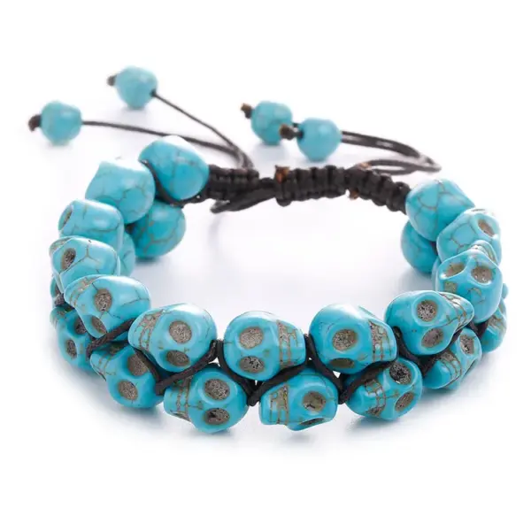 Wholesale Punk Skull Turquoise Bracelets In Bulk Stainless Steel Bracelets Halloween