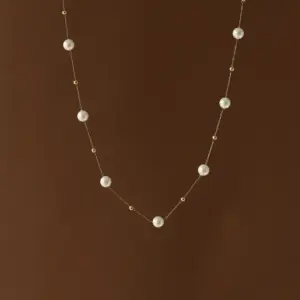 Wholesale PVD Coated Real Gold Plated Round Titanium Steel Fashion Waterproof Non Tarnish Necklace