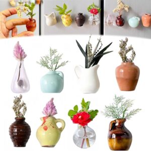Wholesale Cute refrigerator sticker double door Internet-famous ins resin magnet mini vase three-dimensional set of personalized creative decoration