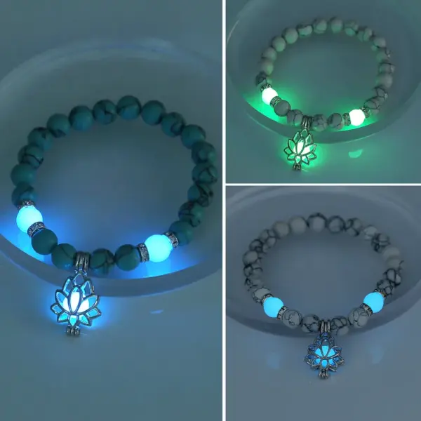 Wholesale Hip-hop Lotus Alloy Beaded Luminous Inlay Zircon Bracelets