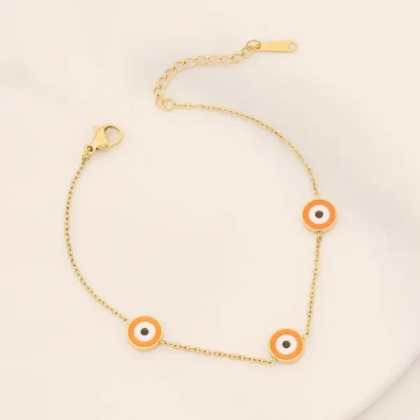 Wholesale PVD Coated 18K Gold Real Gold Plated Eye Stainless Steel INS Style Waterproof Non Tarnish 304 Stainless Steel Bracelets