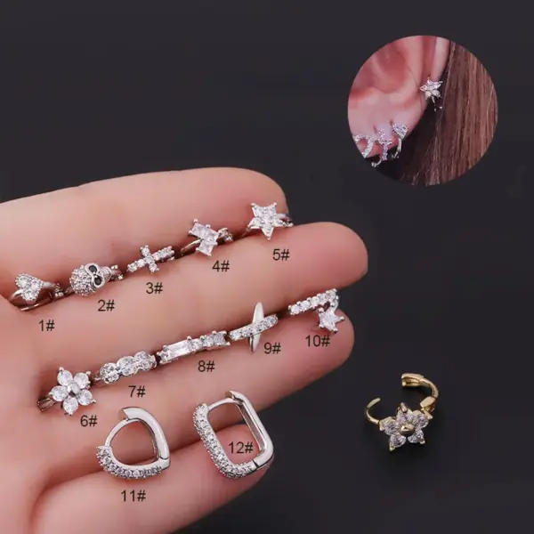 Ear Cartilage Rings & Studs Fashion Heart Copper Plating