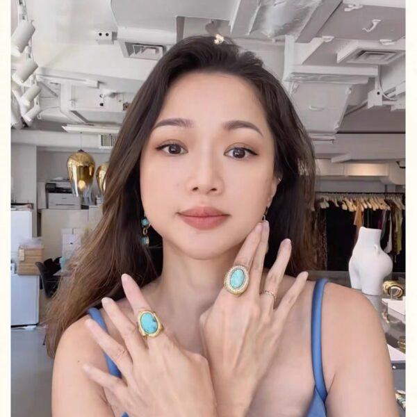 Wholesale French niche design Aurel * eBider * ann turquoise ring Vintage middle ancient gold ring