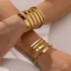 Wholesale PVD Coated Real Gold Plated 18K Gold Rectangle 304 Stainless Steel IG Style Simple Style Waterproof Non Tarnish 304 Stainless Steel Bracelets